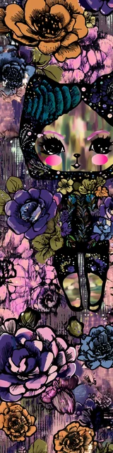 Free kawaii cats bookmark featuring an orange and purple kawaii cat